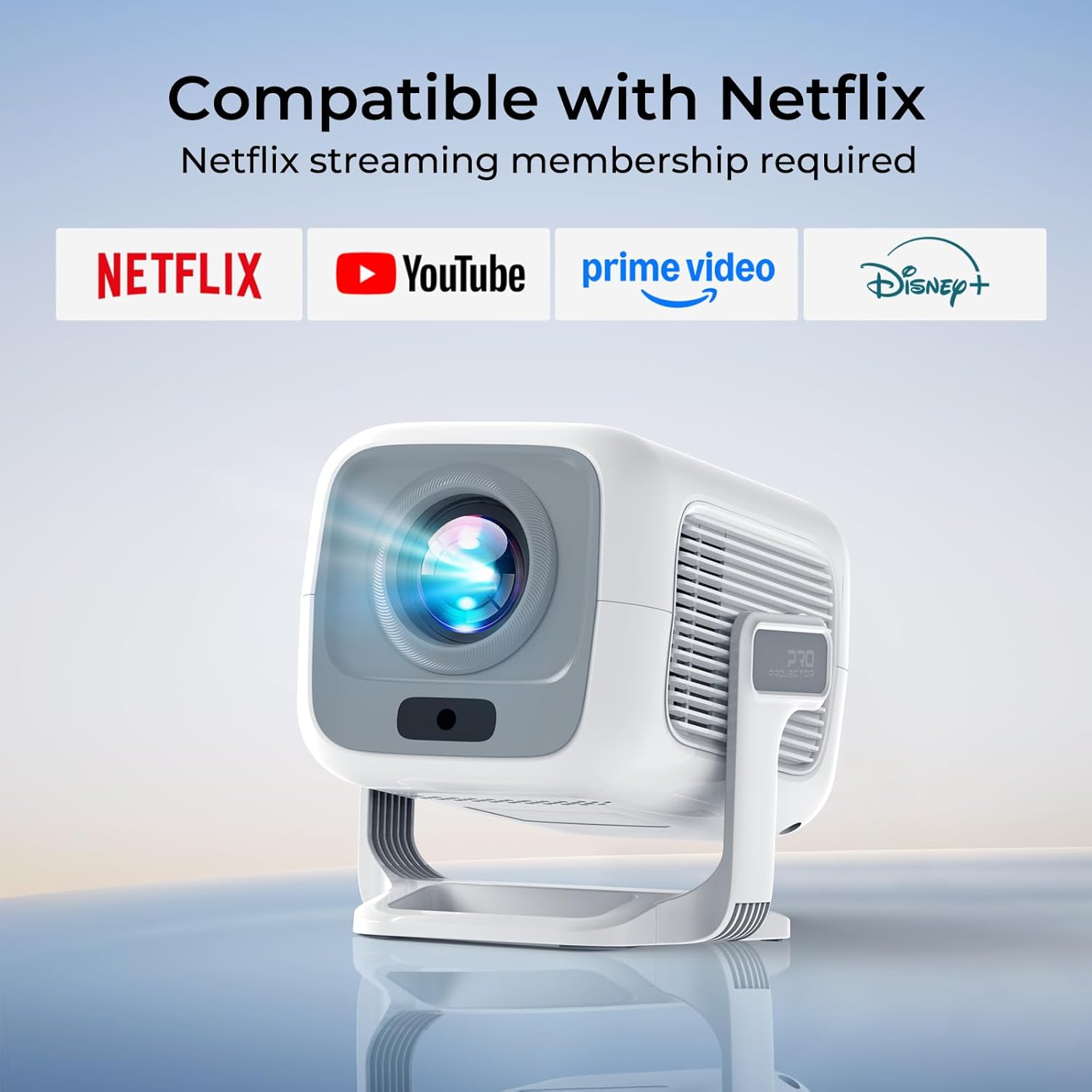 [Officially Liscensed App] Smart Projector with WiFi and Bi-directional Bluetooth Native 1080P FHD 4K Support Auto Focus & Keystone Built-in Android 13 OS Works with Prime Video YouTube Tubi