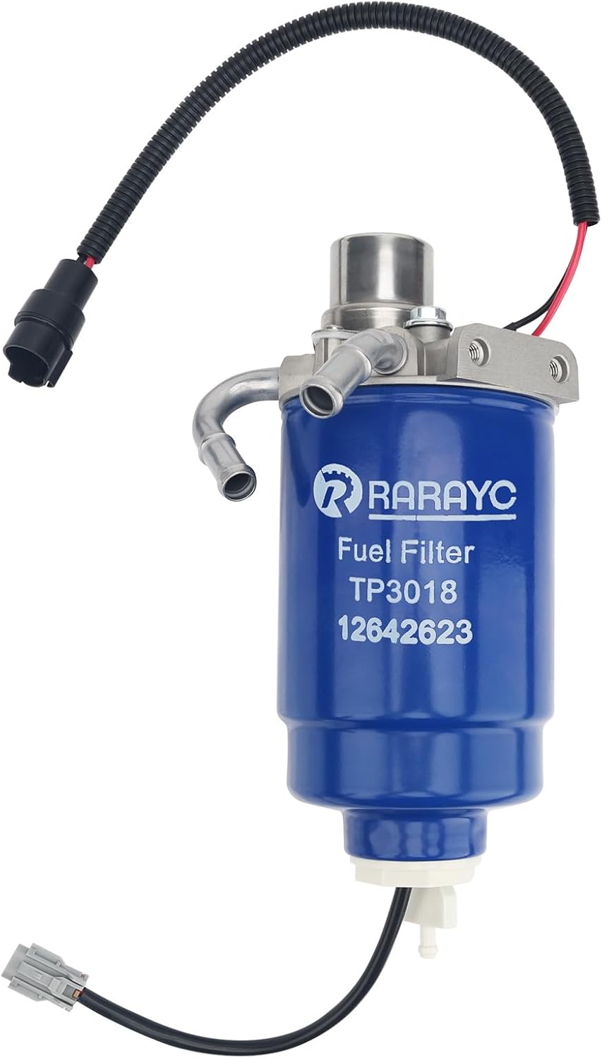 Fuel Filter Assembly Replacement for 2005-2013 Chevy Silverado 2500HD/3500HD & GMC Sierra 2500HD/3500HD - Direct Fit TP3018 Filter with Aluminum Housing & WIF Sensor - Replaces OEM 12642623, 12639448