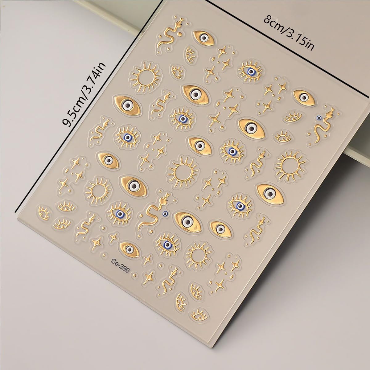 Adesivi per unghie dorati 3D con motivo malocchio dorato, decalcomanie dorate con stella di serpente, decalcomanie dorate per unghie, disegni autoadesivi, forniture per nail art