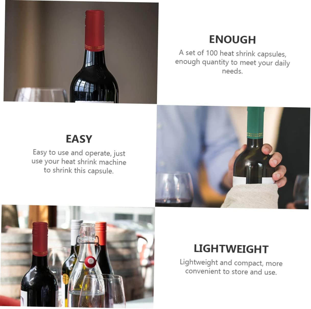 Wine Shrink Caps 200pcs PVC for Sealing Wine Bottles Xmas