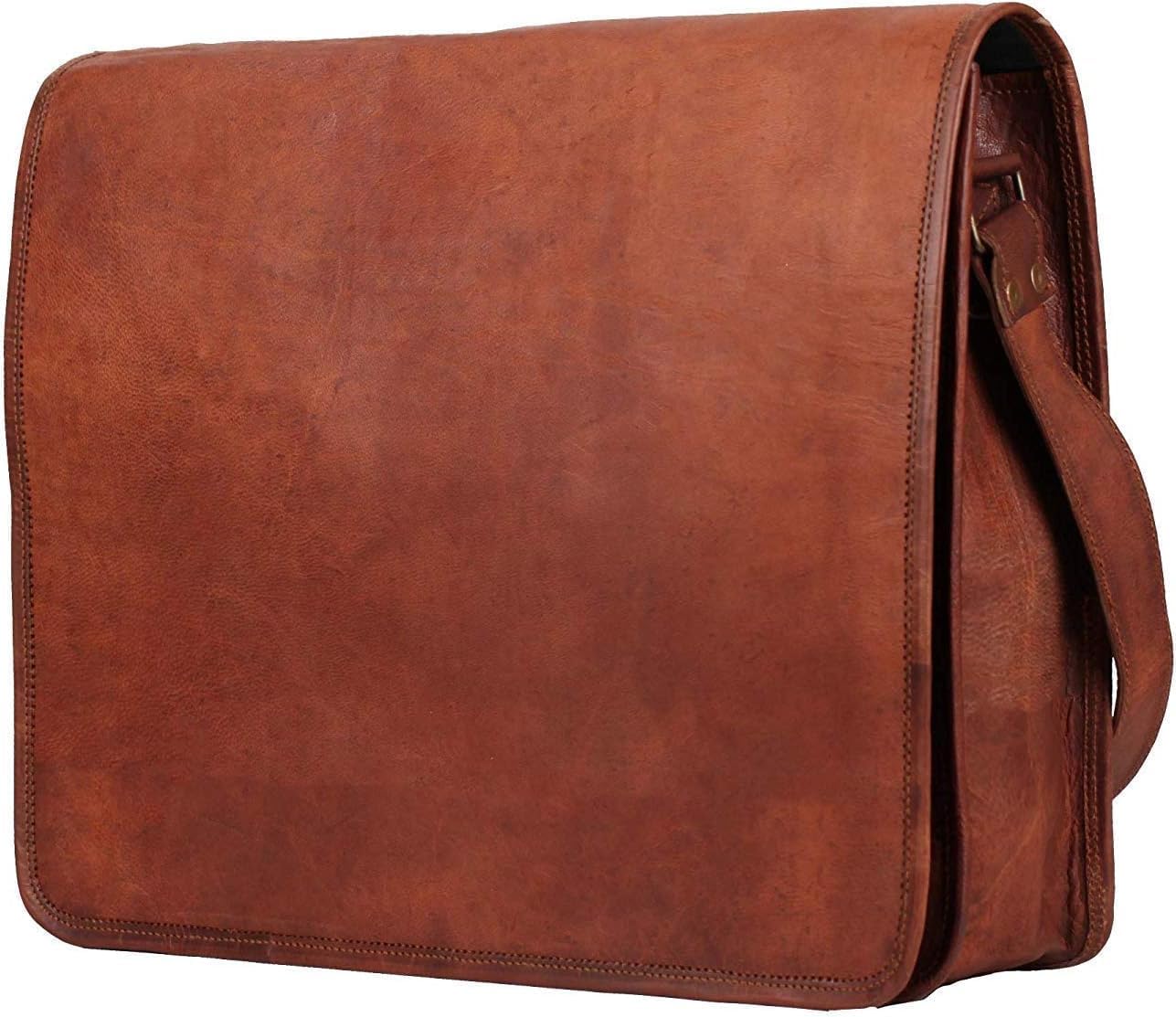 Medium Brown Genuine Leather Unisex Messenger Bag