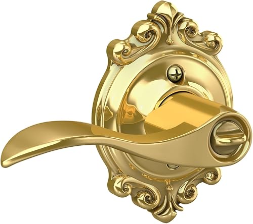 Miniatura 4 de SCHLAGE - Manija Accent con cerradura que se abre con llave y una moldura Brookshire en latón brillante