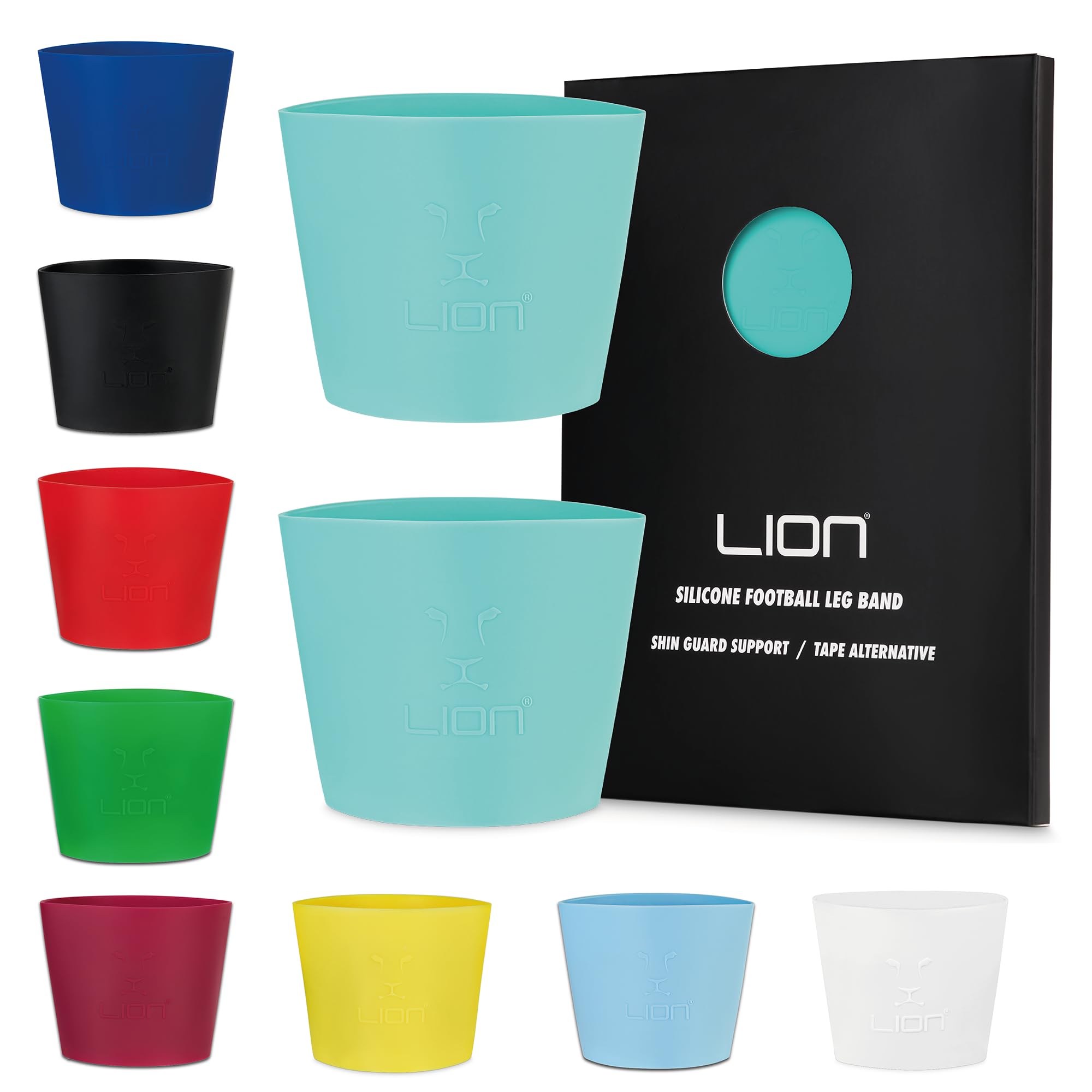 Silicone Football Leg Bands For Adults & Kids - The Tape Alternative To Hold Shin Pads In Place To Match Your Kit (Aqua)