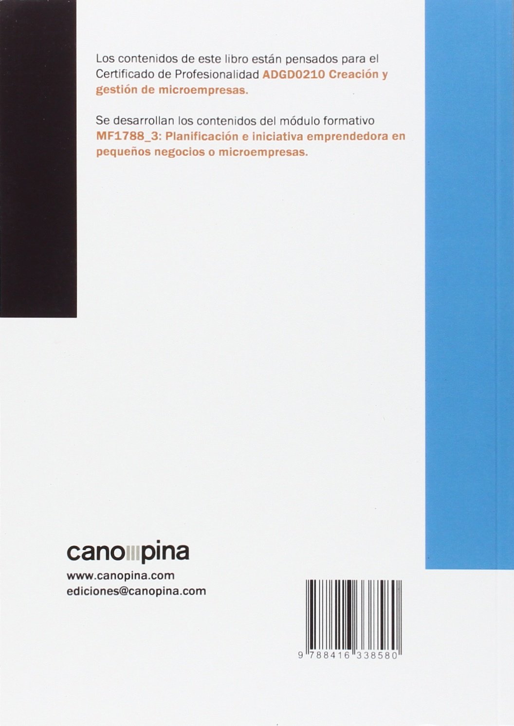 MF1788. Planificación e iniciativa emprendedora en pequeños (SIN COLECCION)