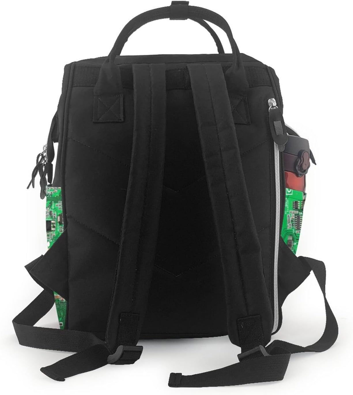Green PCB Circuit Board Diaper Bag Backpack for Women, Large Capacity Waterproof Travel Bag with Stroller Straps