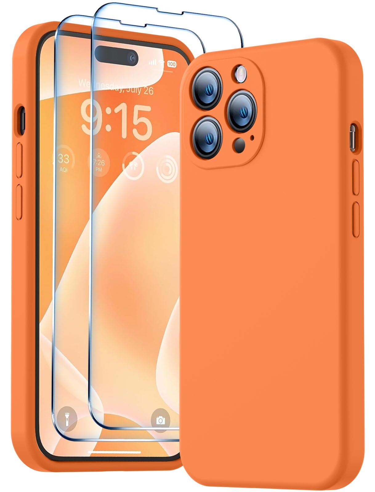 BossKiss Compatible with iPhone 14 Pro Max Case, Silicone Upgraded [Camera Protection] [2 Pcs 9H Screen Protector], Soft Anti-Scratch Microfiber