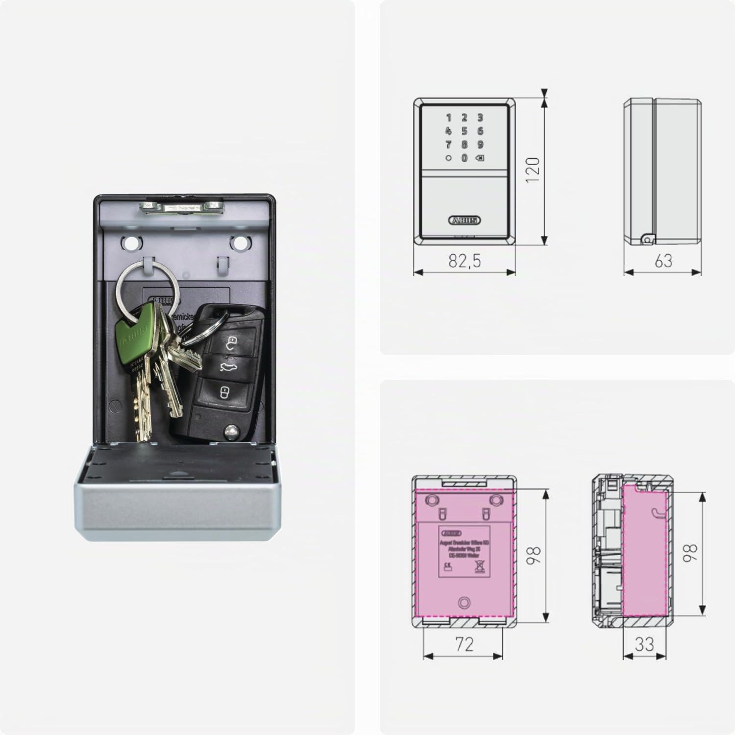 ABUS Boîte à Clés Connectée 787 - Pour 20 Clés, App Smartphone | Détection de mouvement intelligente PIR, vision nocturne, contrôle par app, compatible intérieur et extérieur