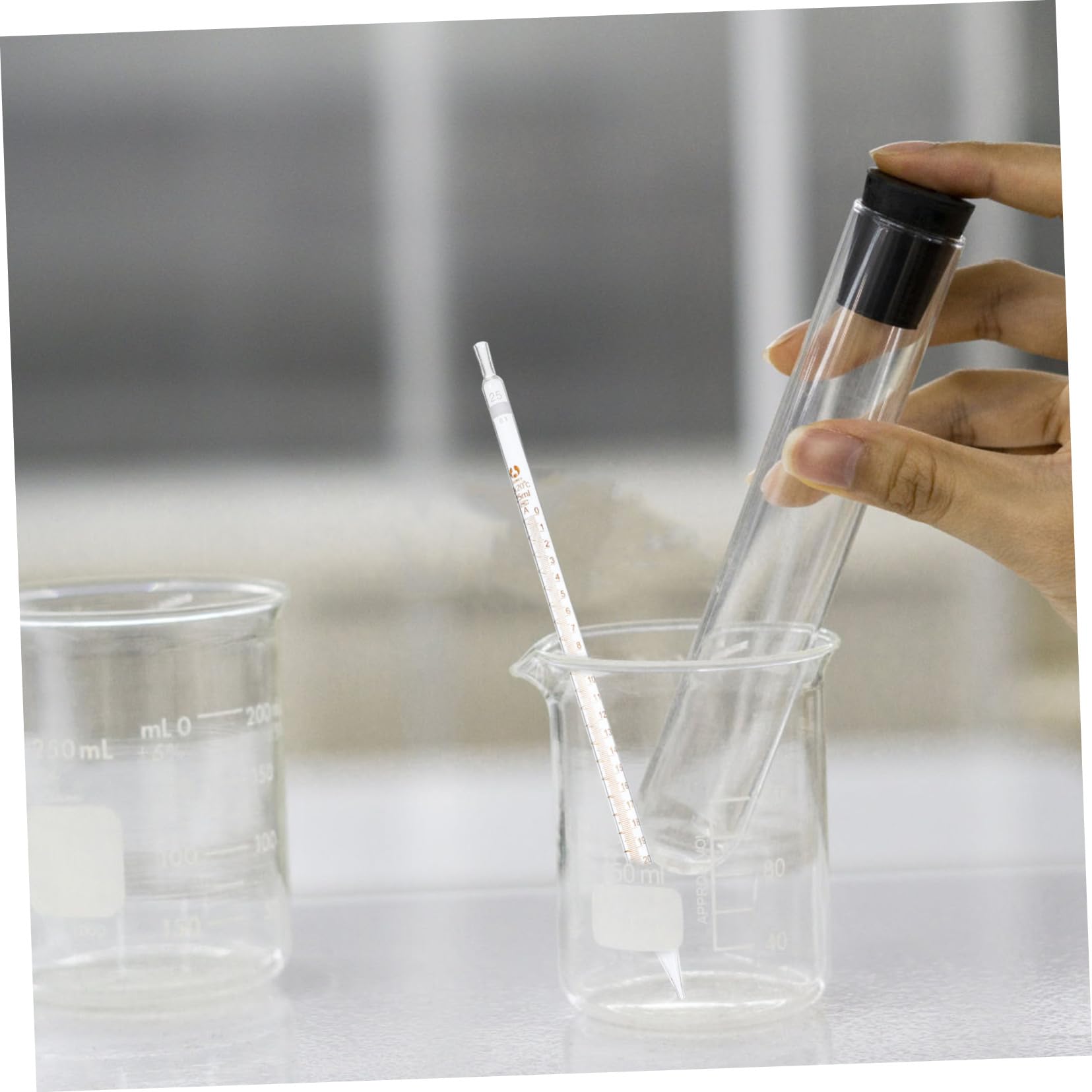 Pipeta de Laboratorio de Vidrio Escala 25ml, 20 Piezas | Medición Precisa, Apta para Lavavajillas, Formato Portátil para Suministros de Laboratorio y Uso Científico