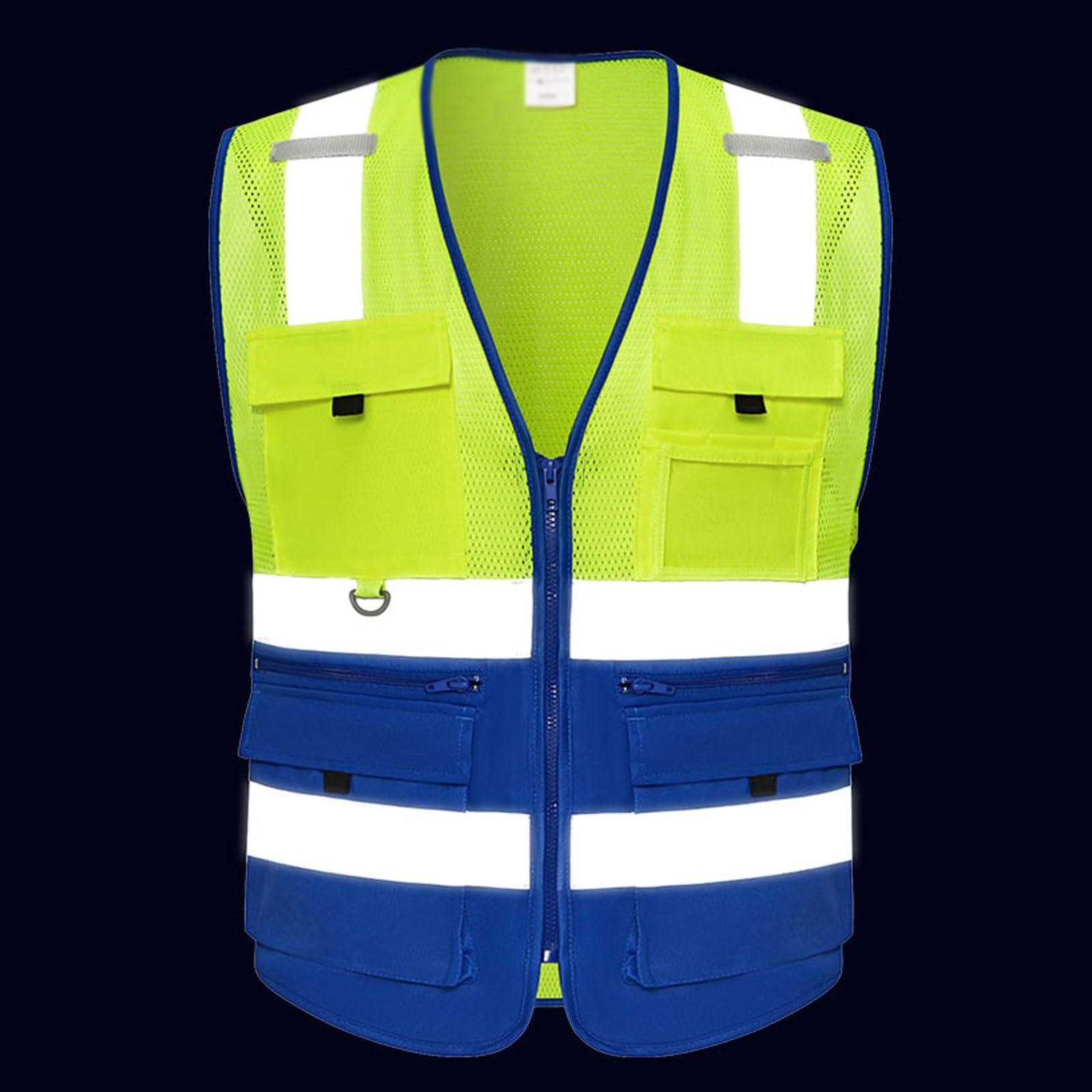 Chaleco de seguridad de alta visibilidad for hombre, con múltiples bolsillos y cremallera, ideal for uniformes de construcción e ingeniería, con equipo reflectante. chaleco reflectante