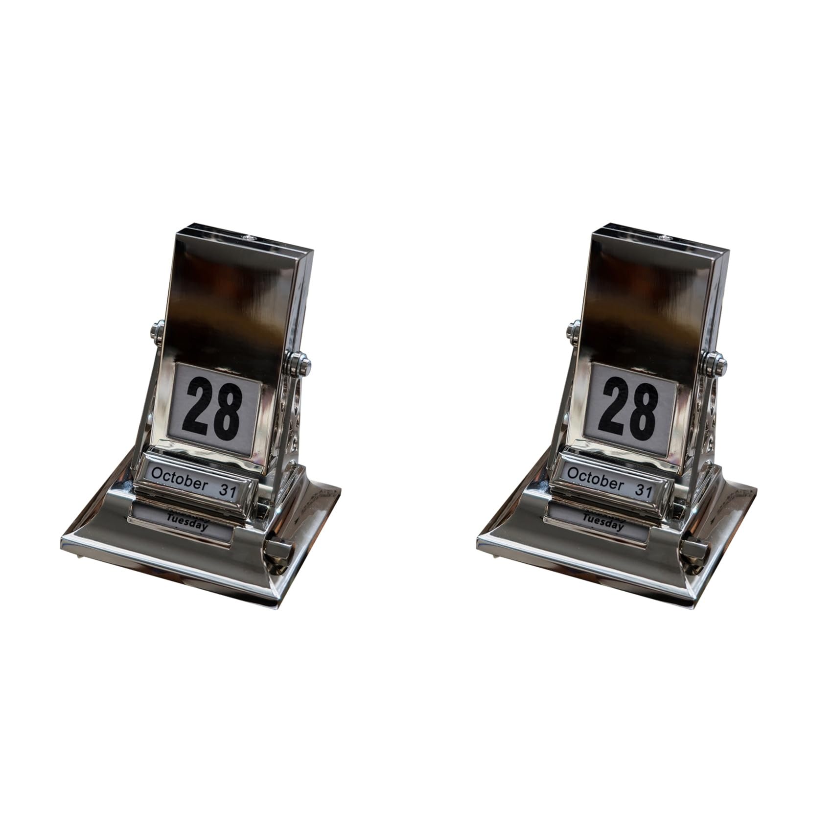 2X Skandinavischer, Einfacher Schreibtisch-Kalender, Rotierender Kalender, Hochwertiger Metall-Tischkalender, Kalenderdekorationen für Geschenke