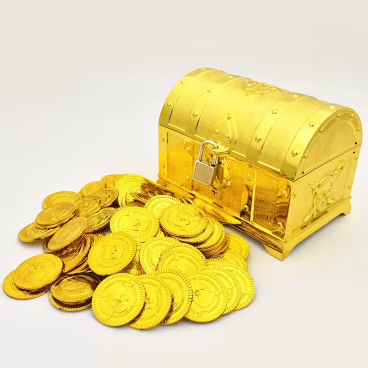 CXNXFD Lot De 50 Pièces D'or – Jeu De Monnaie Décorative Pour Enfant, Anniversaire, Trésor Et Lunettes De Soleil