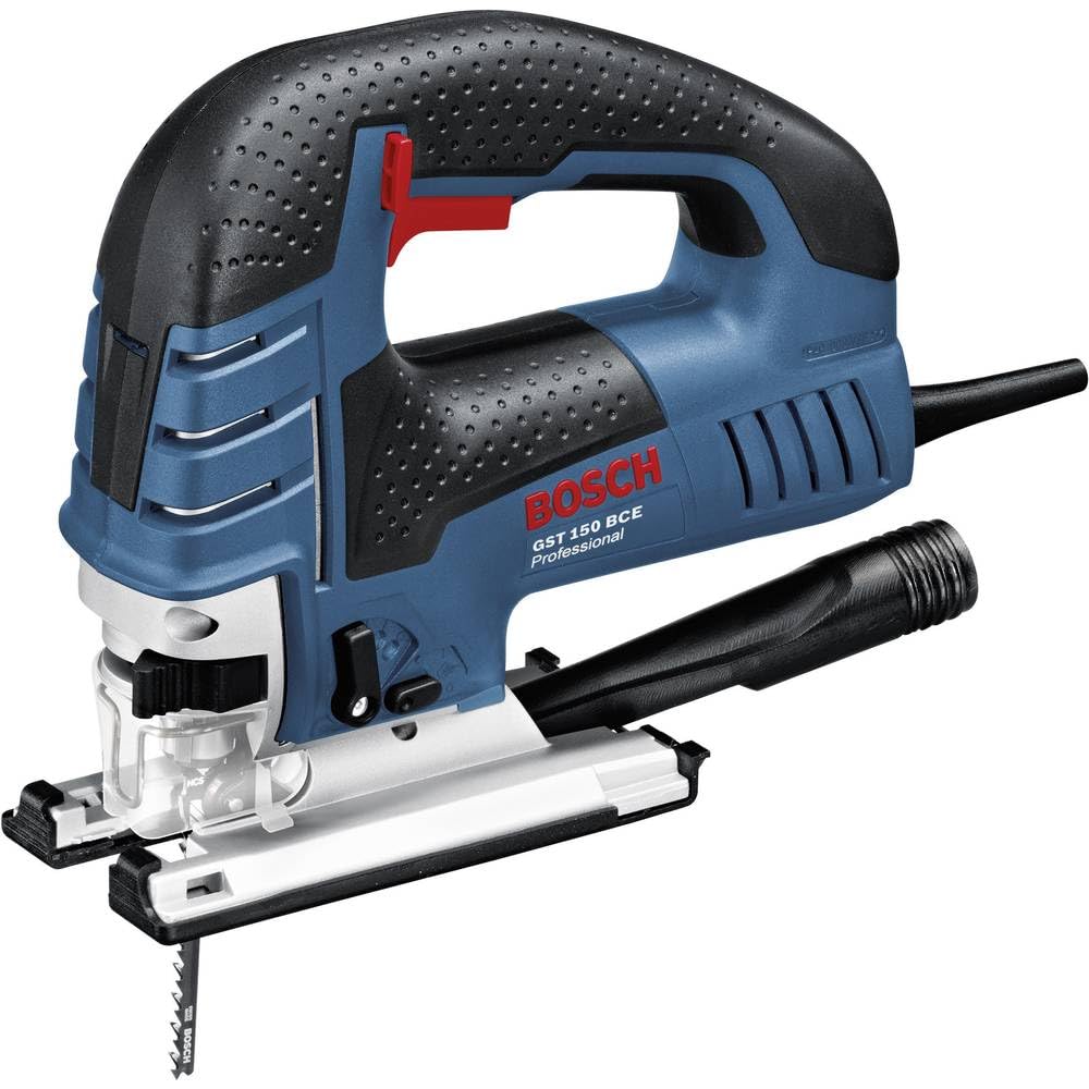 Bosch Professional sierra de calar GST 150 BCE (potencia 780W, núm. carreras en vacío: 500-​3100 rpm, incl. boquilla aspir., cubierta, zapata desliz., protec. antiast., 1 hoja sierra T 144 D, maletín)