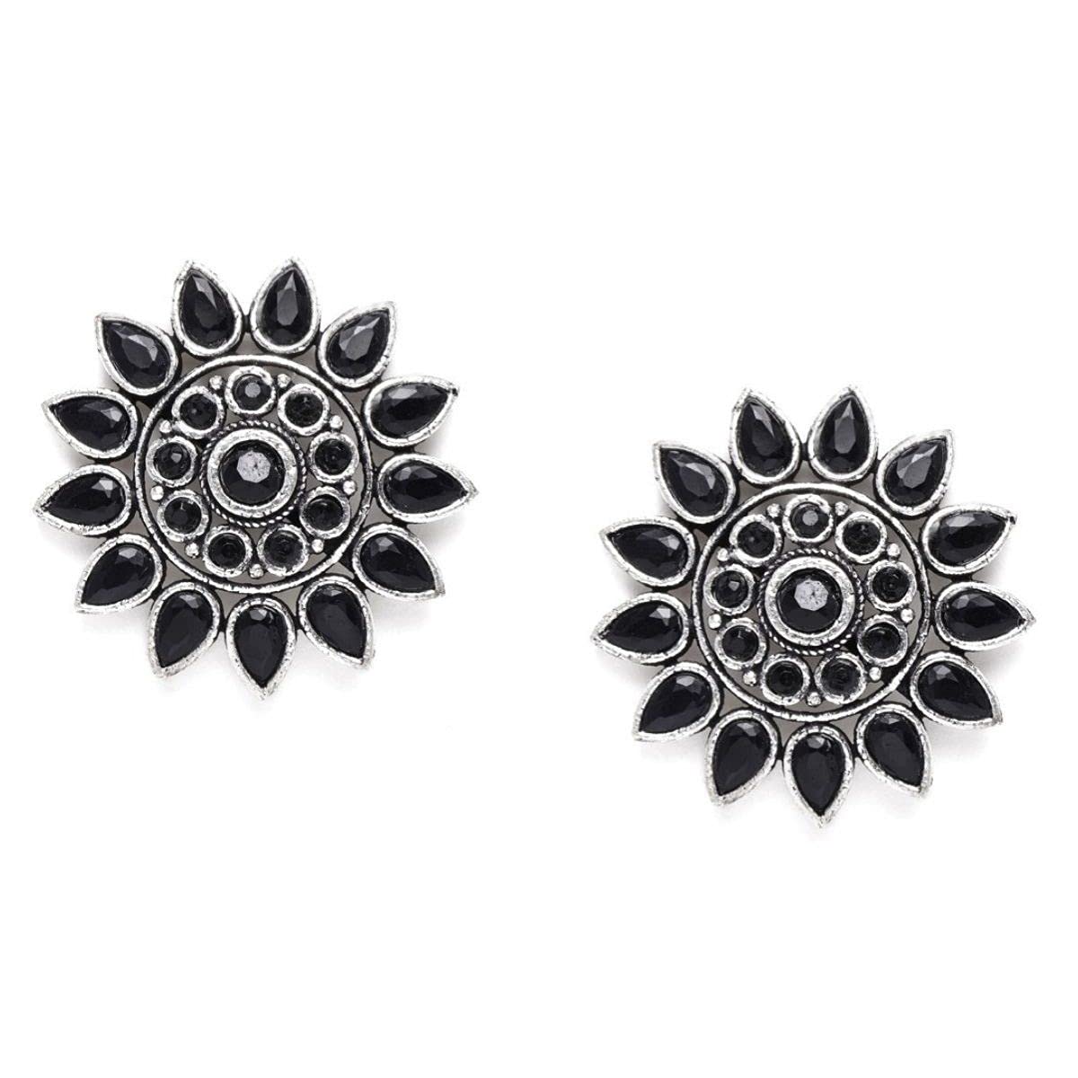 See full amazon price history chart for Accessher Silver Plated Ethnic Floral Design Mid Black Stones Embellished Oxidized Stud Earrings with Push Back Closure for Women and Girls Accessher Silver Plated Ethnic Floral Design Mid Black Stones Embellished Oxidized Stud Earrings with Push Back Closure for Women and Girls (B07XTHV9LW) Amazon Price History, Amazon Price Tracker