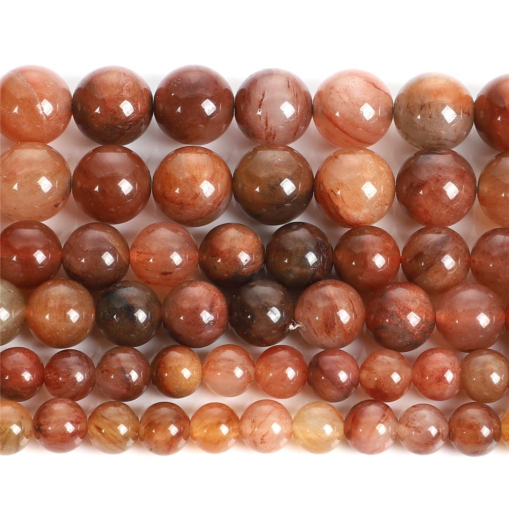 Perles pierre naturelle agate herbe rouge 12mm, gemmes de joaillerie H8328