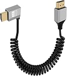 Coiled HDMI Cable 4K @ 60Hz Aluminum Shell Gold Plug HDMI Cable High Speed 3D, ARC, Ethernet for Laptop, Monitor, PS5, PS4, Xbox One, Fire TV, PC (Straight 0.5-2m)