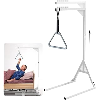 Bed Trapeze, Trapeze Bar for Bed Mobility Patient Aid Hospital Bed Triangle Pull Up Floor Stand Bar Heavy Duty Bed Trapeze for Elderly Assist Aid Quality Materials, Easy to Assemble, Works Very Well.