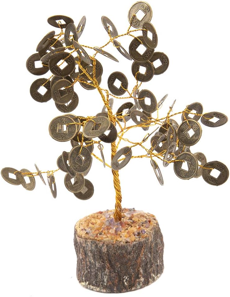 SOUL KARMA Vastu Feng Shui Lucky Golden Money Coin Tree for Wealth Success Good Luck Home/Office Decor