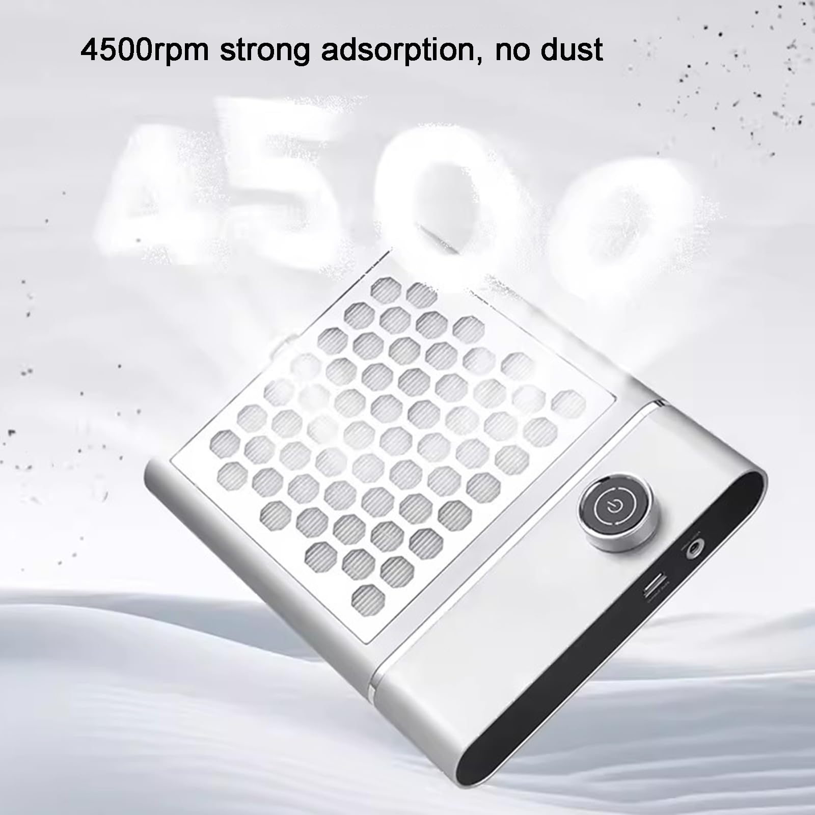 Aspirador De Uñas Recargable, Aspirador De Uñas Recargable, Succión Ajustable, Velocidad Máxima De 4500 RPM, con 4 Ventiladores Y Filtros Reutilizables
