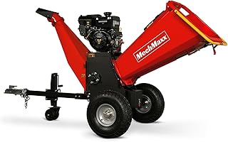 6 inch B&S 408cc 14hp Gas Powered Wood Chipper Shredder Mulcher with Towbar, 6" Max Chipping Diameter Capacity,with Emergency Stop Button&Stop Bar,Model P4206 Red