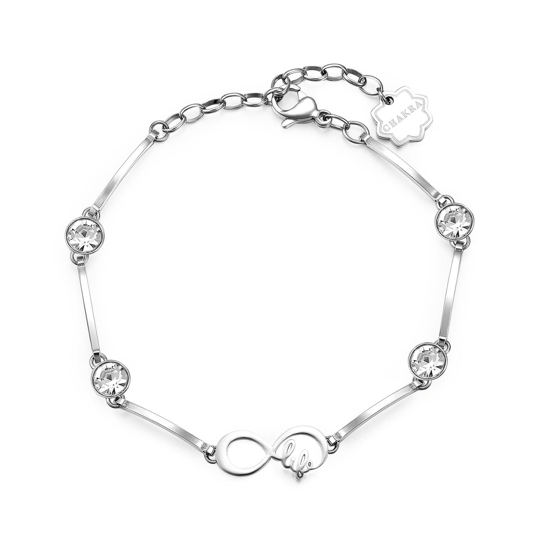 Brosway Bracciale Donna, Bracciale Rigido In Acciaio E Cristalli Con Simbolo Infinito | Collezione Chakra - BHKB029-image