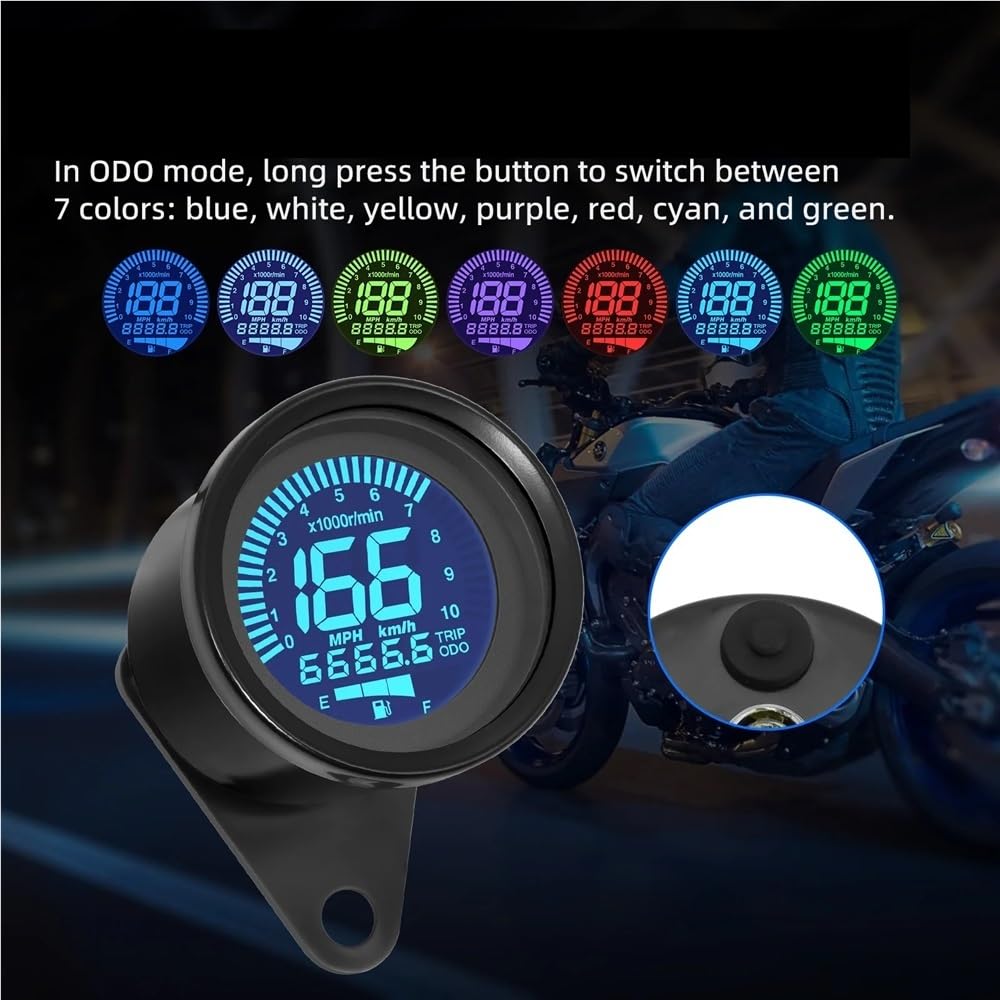 tacómetro Digital Tacómetro Digital Universal para Motocicleta de 12 V, tacómetro, odómetro, medidor Velocidad, Nivel Aceite, RPM