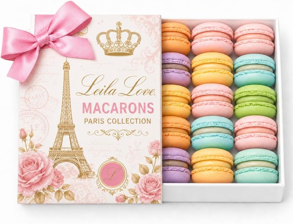 LeilaLove 18 Macarons in Paris themed gift wrap