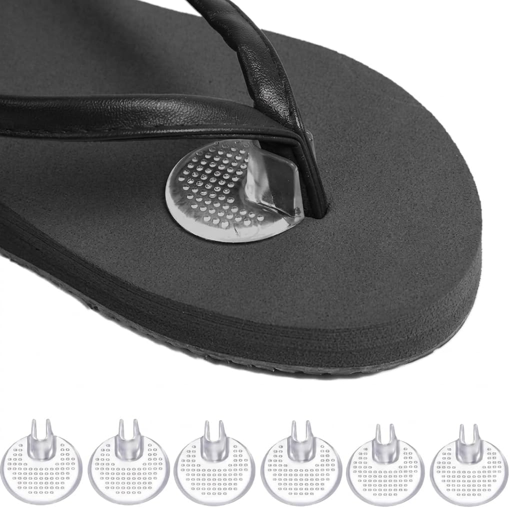 6 pcs Silicone Thong Sandal Toe Protectors, 3 Pairs Clear Flip Flop Gel Guards, Non Slip Cushion Between Toes for Sandals and Slippers