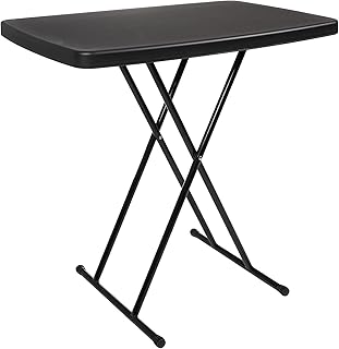 Folding Table - Lightweight Portable Folding Desk - Small Plastic Table for Camping, Playing Cards, and Crafting by Everyday Home (Black)