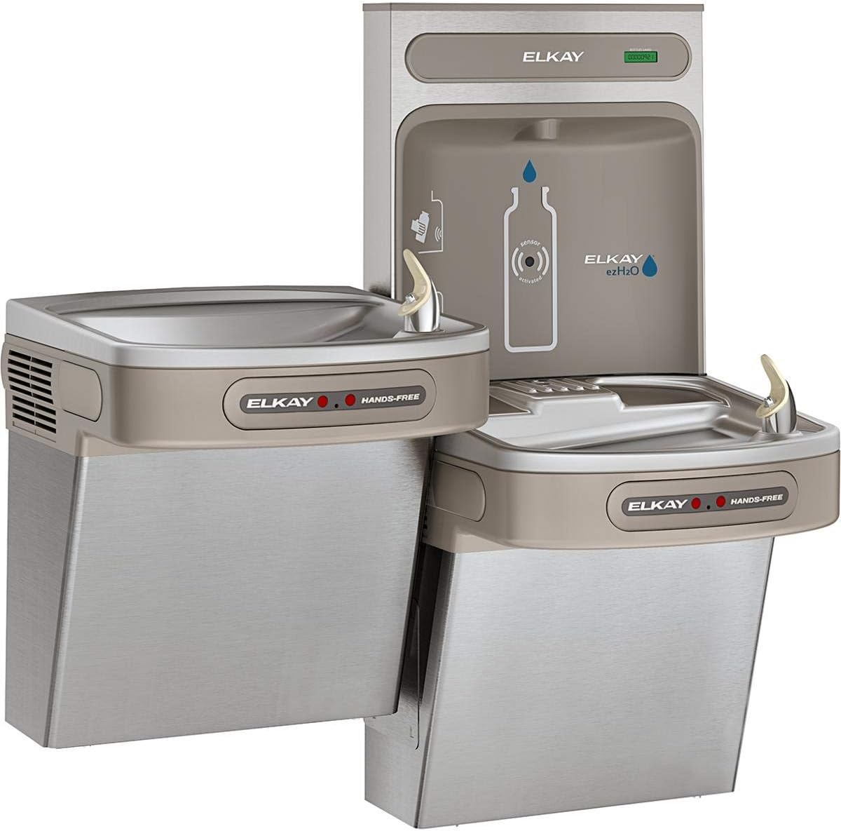 Elkay EZH2O Bottle Filling Station, & Bi-Level High Efficiency Vandal-Resistant Cooler, Filtered 8 GPH Stainless