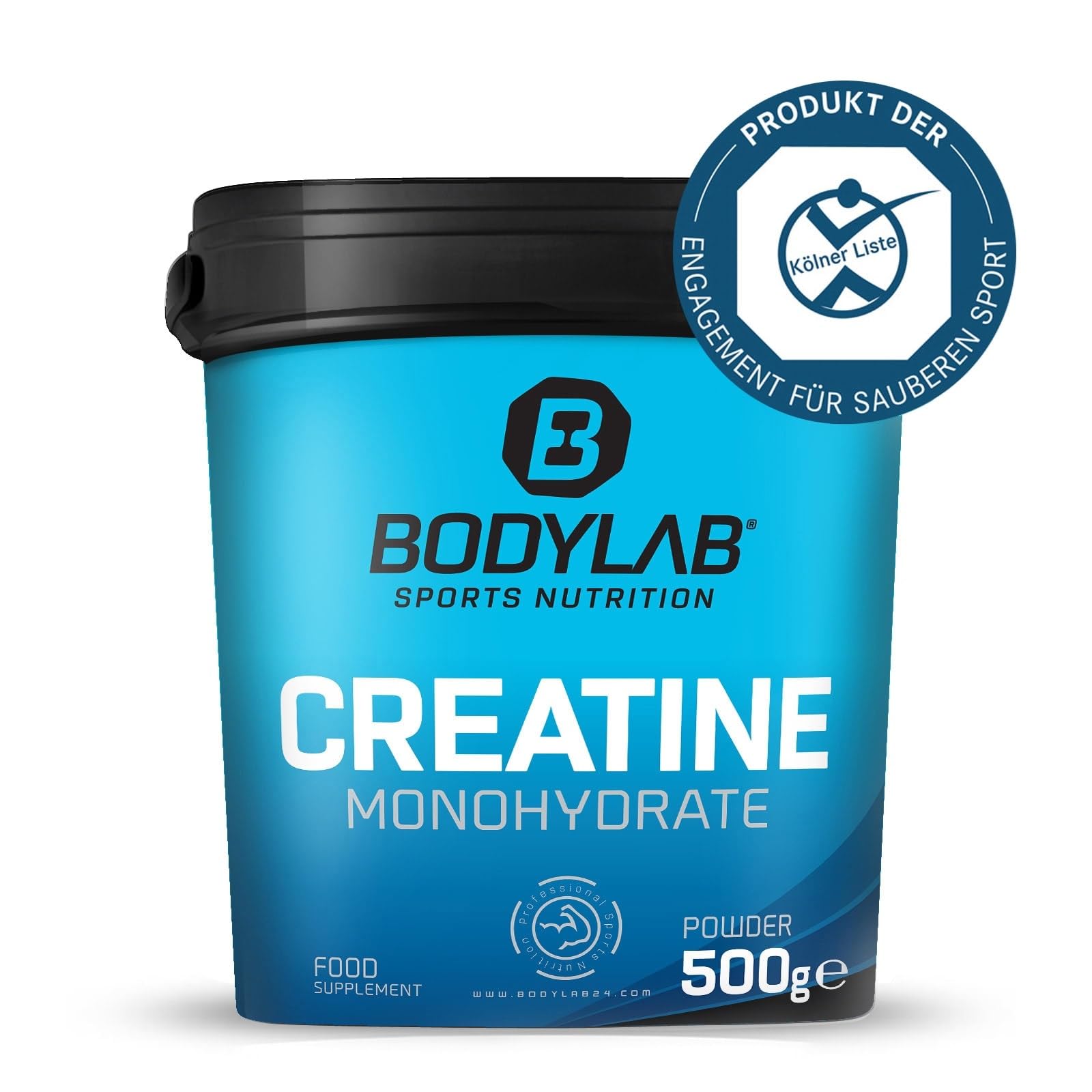 Bodylab24 Megadeal Basic Aufbau, Whey Protein Cookies & Cream, Creatine Monohydrate + Shaker für Kraftsport und Fitness, kann den Aufbau und Erhalt von Muskelmasse unterstützen