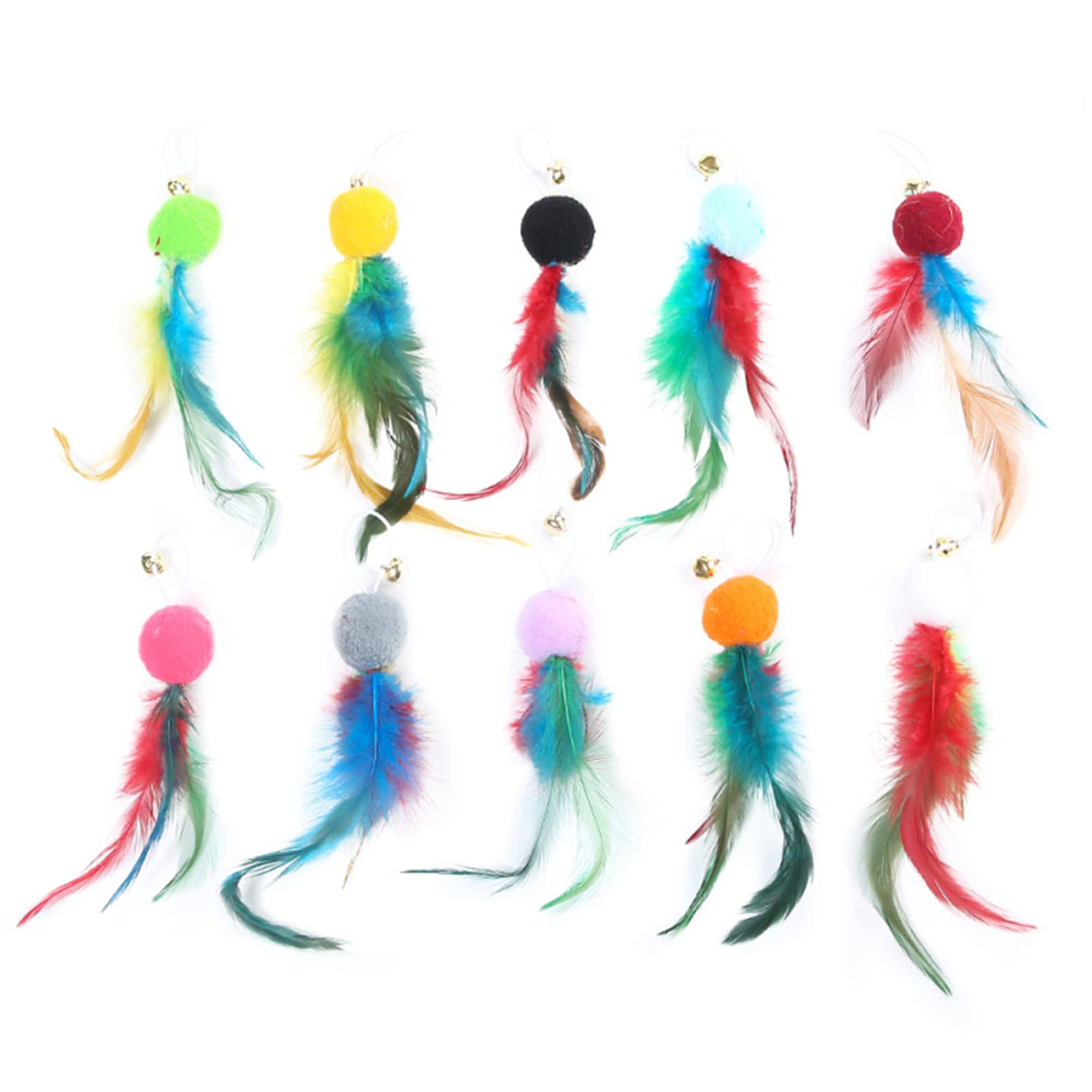 boxidixi 10 Pcs Replacement Feathers with Ball & for Interactive for Feather Toys Catching Ambushing Teasing Toy for Kit Feather Replacement for Toys
