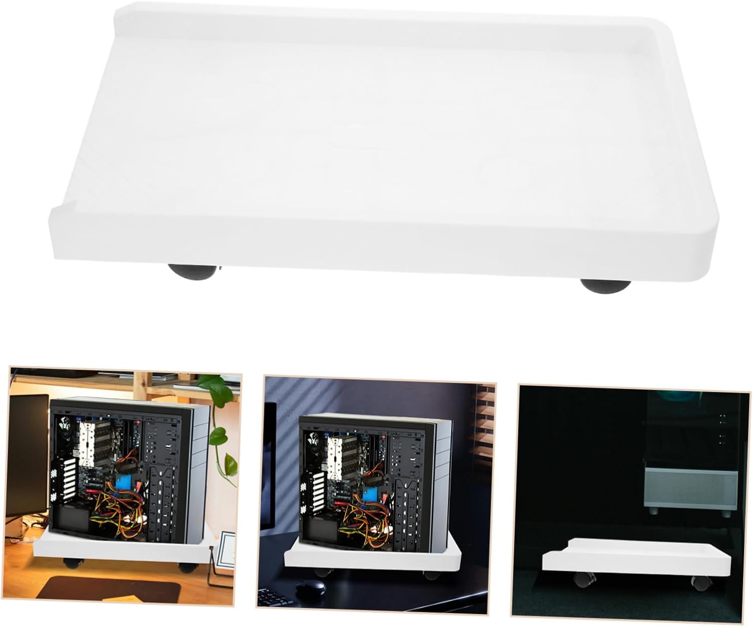 Computer Tower Stand with Wheels Floor PC Holder Movable CPU Riser Stable Material Height Cooling Enhancer for Carpeted Floors and Under Desk Use