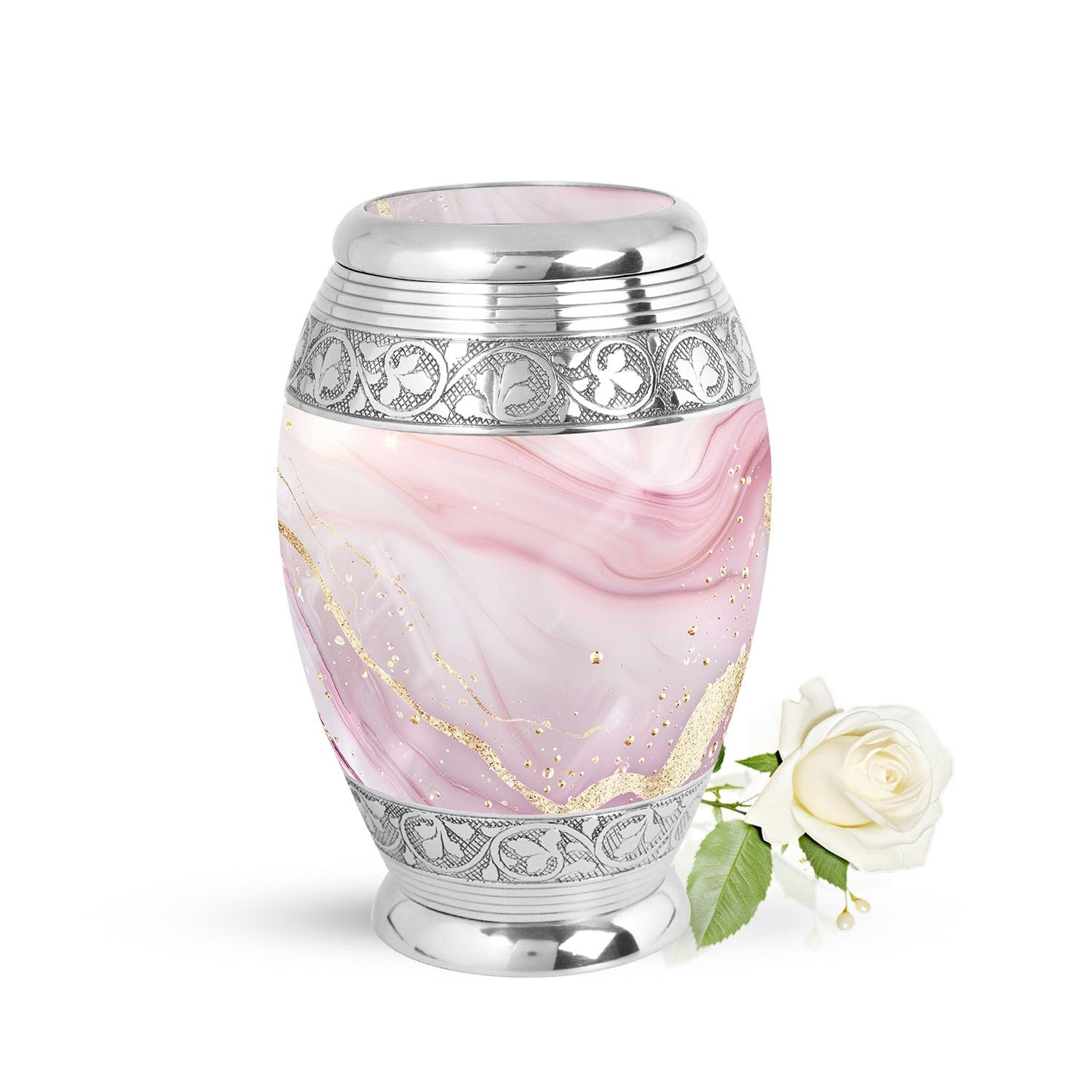 Blush Pink Marble Mini Urns for Women - Tiny Urns for Human Ashes (3inch, 1 Pcs), 3" Keepsake Pack of 1