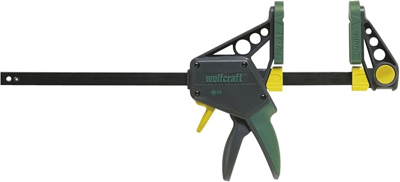wolfcraft PRO L One-Hand Clamp - 150 mm Clamping Force Bar Clamp | 100 mm throat depth, hardened steel rail and FRP body for woodworking and furniture projects. Article no. 3030000
