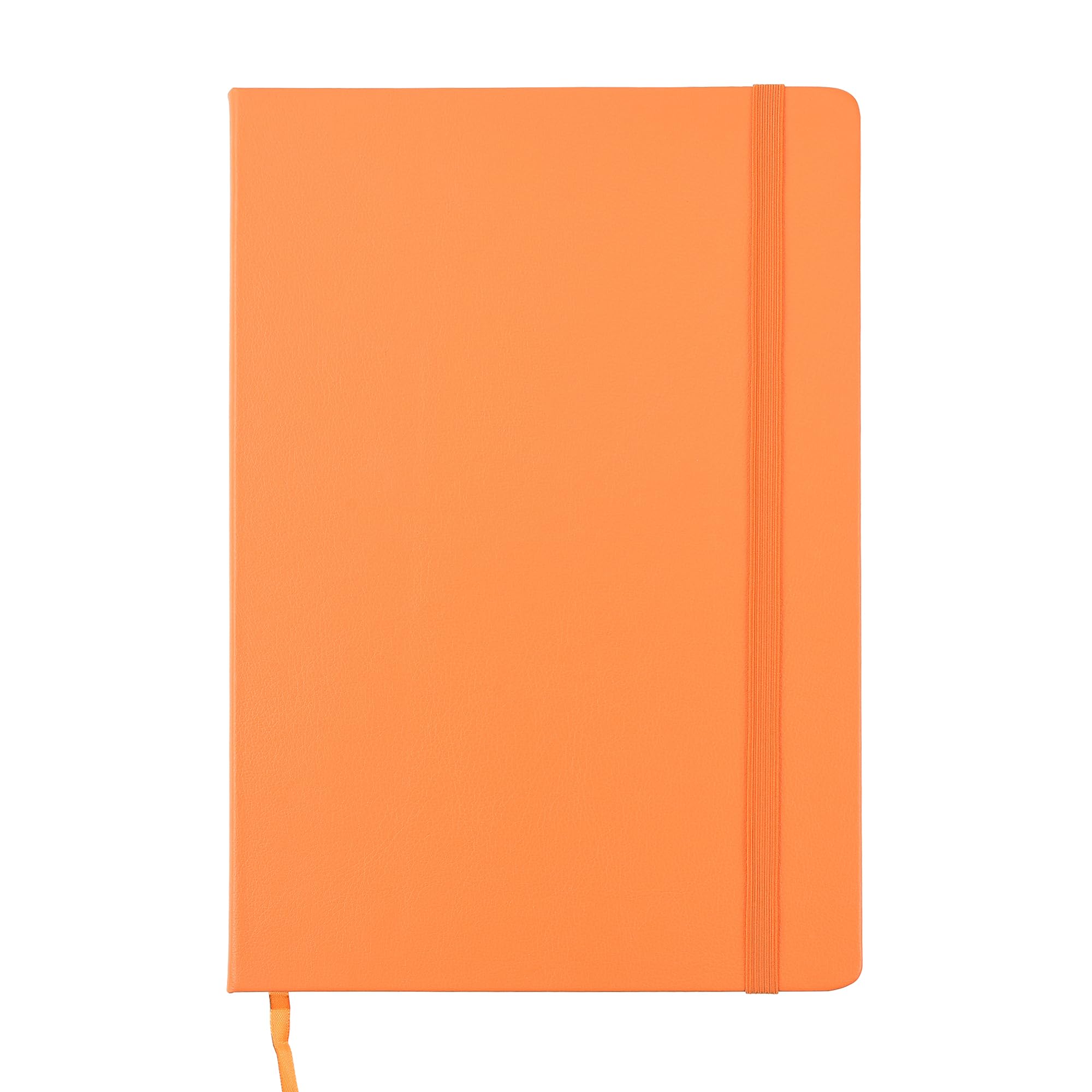 ARPAN A4 Notebook Diary Hardback Cover & Ribbon Marker with Elastic Closure, 80gsm Paper, 136 sheets Perfect for Office, Home, School, Business (Orange)