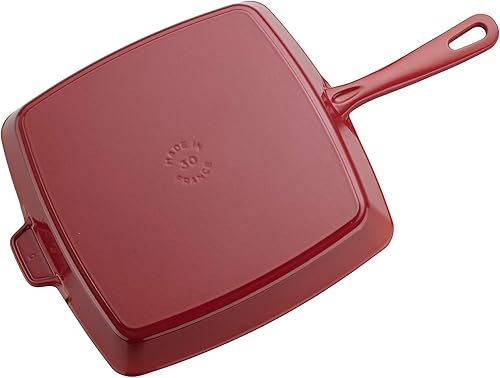 Miniatura 8 de Staub Sartén cuadrada de hierro fundido de 12 pulgadas, cereza, fabricada en Francia