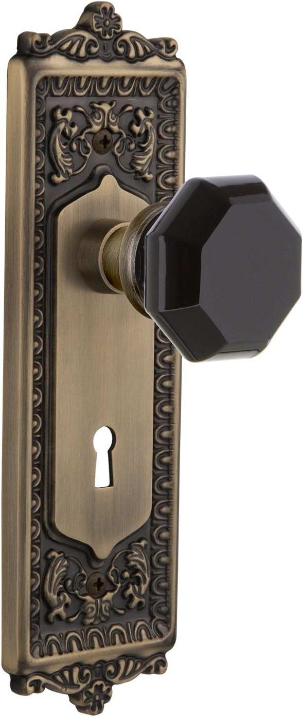 Nostalgic Warehouse 722342 Egg & Dart Plate Single Dummy Waldorf Black Door Knob in Oil-Rubbed Bronze