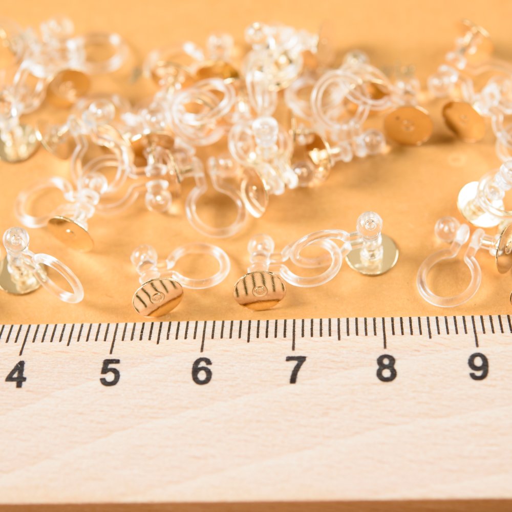 Amazon | ノンホールピアス 樹脂 平皿ピアス付き【ゴールド 6mm】10個 