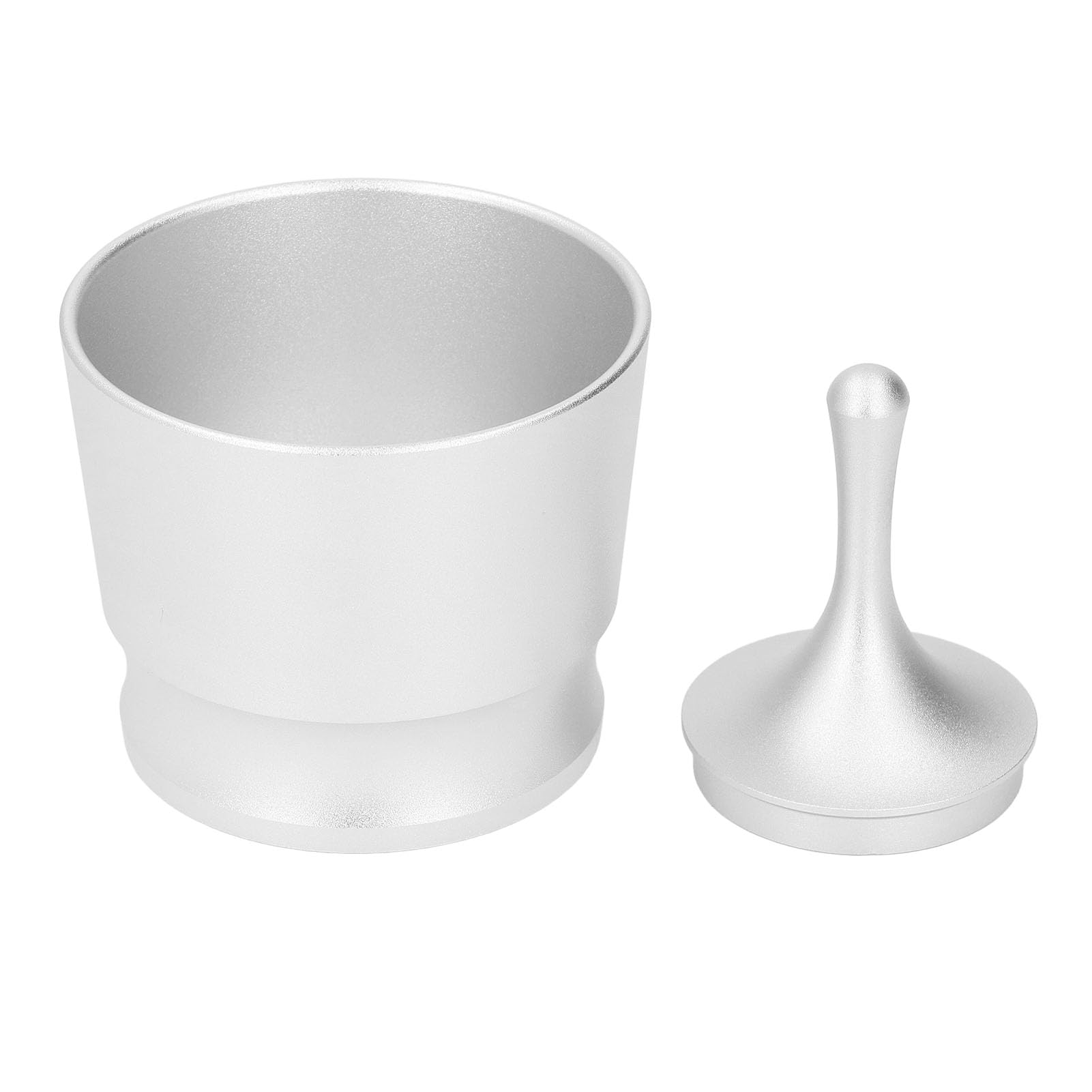 Doseur de café ergonomique en aluminium argenté, récepteur de poudre haute précision