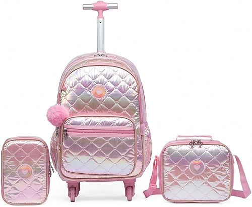 Kit Mochila de Rodinhas Lancheira Térmica Estojo Juvenil Resistente Polo One