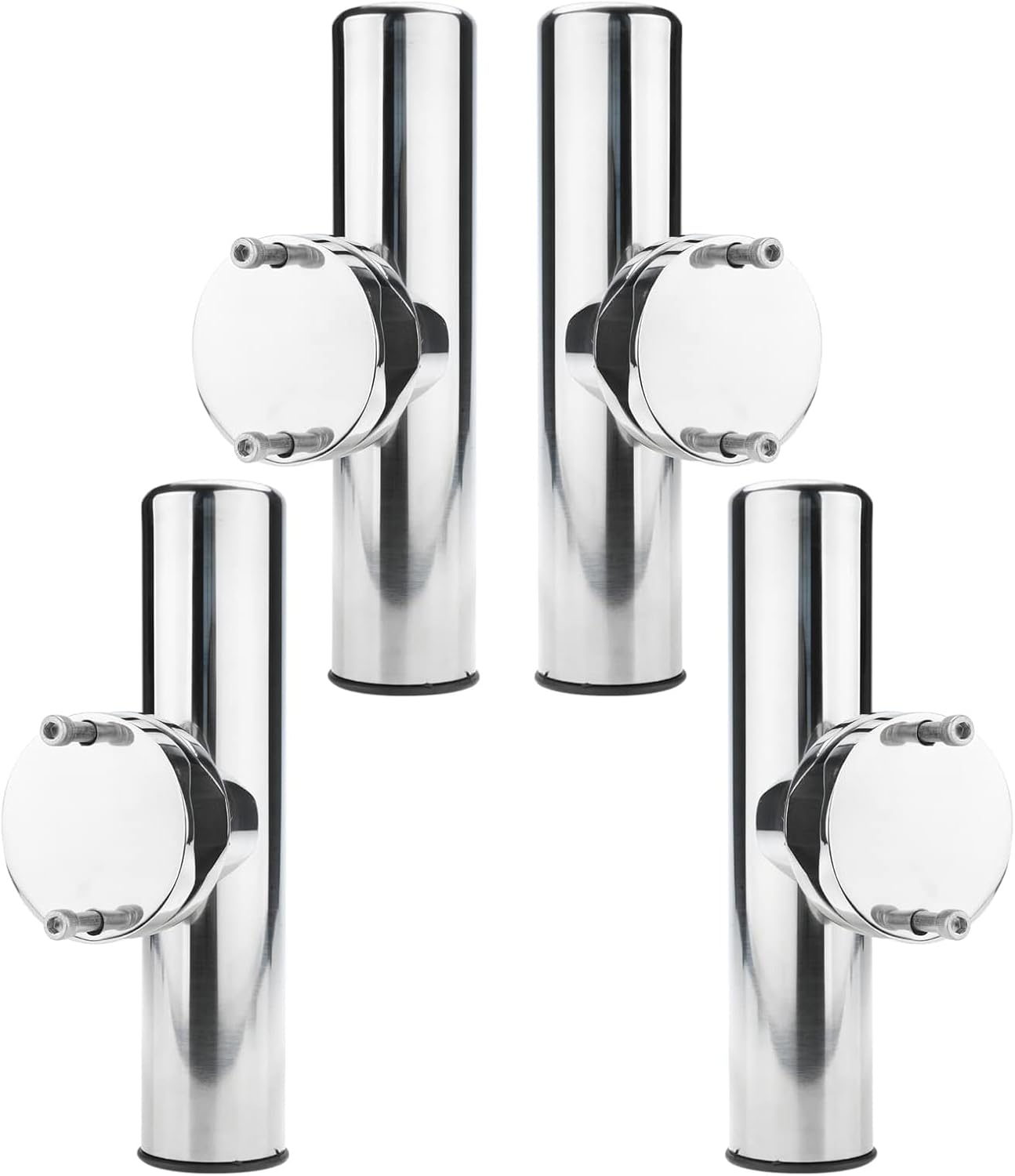 NovelBee 4pcs Boat Fishing Rod Holder Stainless Clamp on Fishing Rod Pole Holder for Rails 1-1/4" to 2"