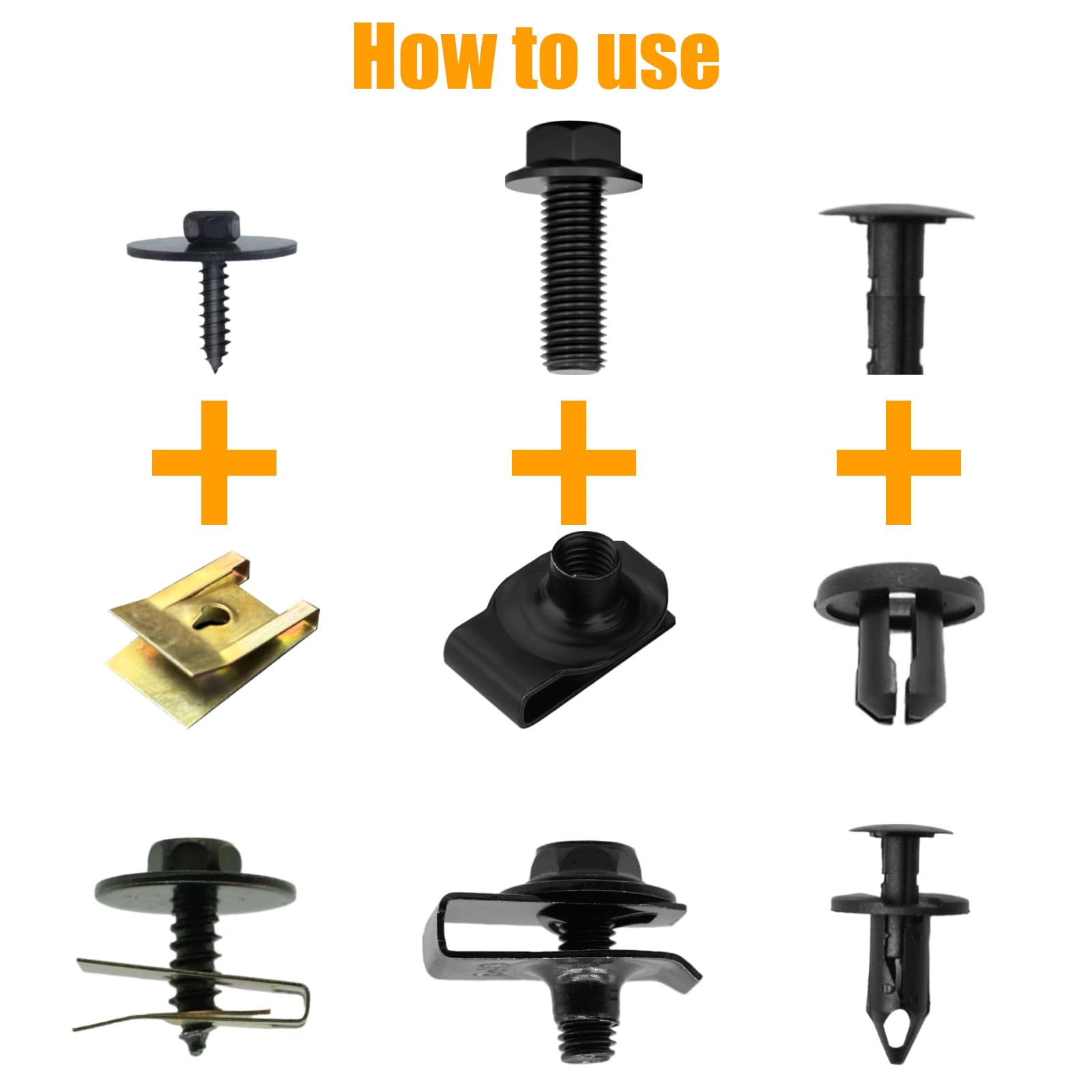Set 20 Pezzi Viti Autofilettanti E Clip A U Per Auto - Per Parafanghi, Sottoscocca, Carrozzeria
