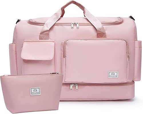 Miniatura 40 de Bolsa de Gimnasio Pequeña para Mujer, Bolsa de Lona de Viaje, Bolsa de Fin de Semana con Compartimento para Zapatos 09#Army Green