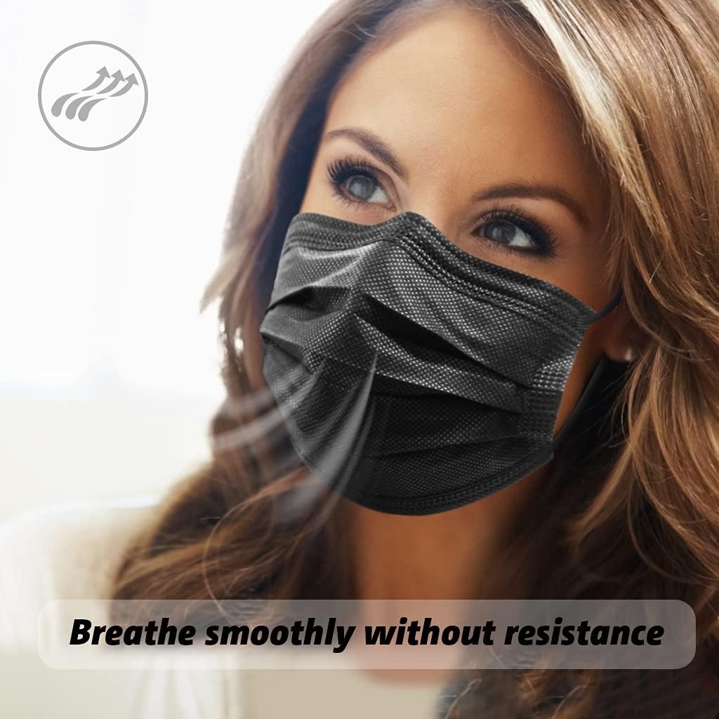 Black Disposable Face Masks, Keangs 50 Pieces 3 Layer Face Mask Suitable for Women and Men : Tools & Home Improvement