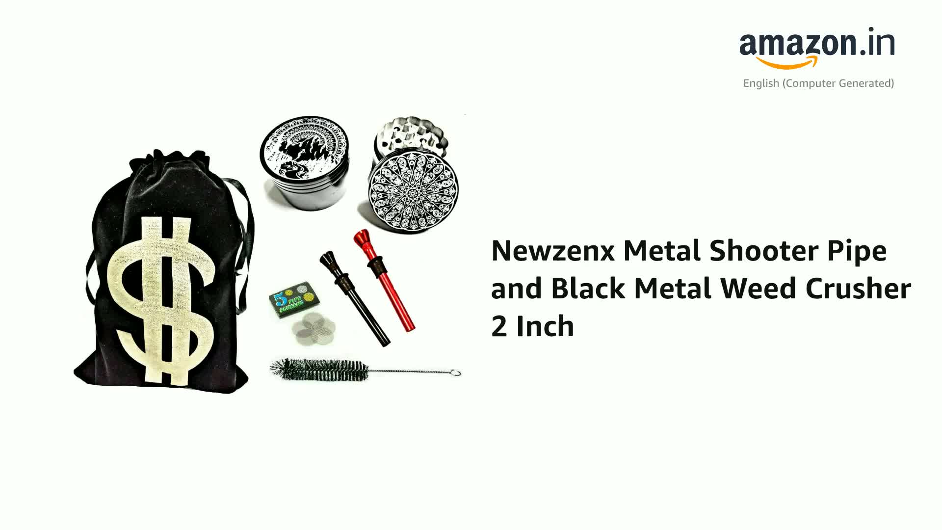 Buy Newzenx® Metal Shooter Pipe and Black Metal Weed Crusher 2 Inch(2  Pieces 10cm Metal Shooter & 1 Piece Weed Crusher 50mm/4 Parts) Including  Accessories & Velvet Pouch Online at Low Prices