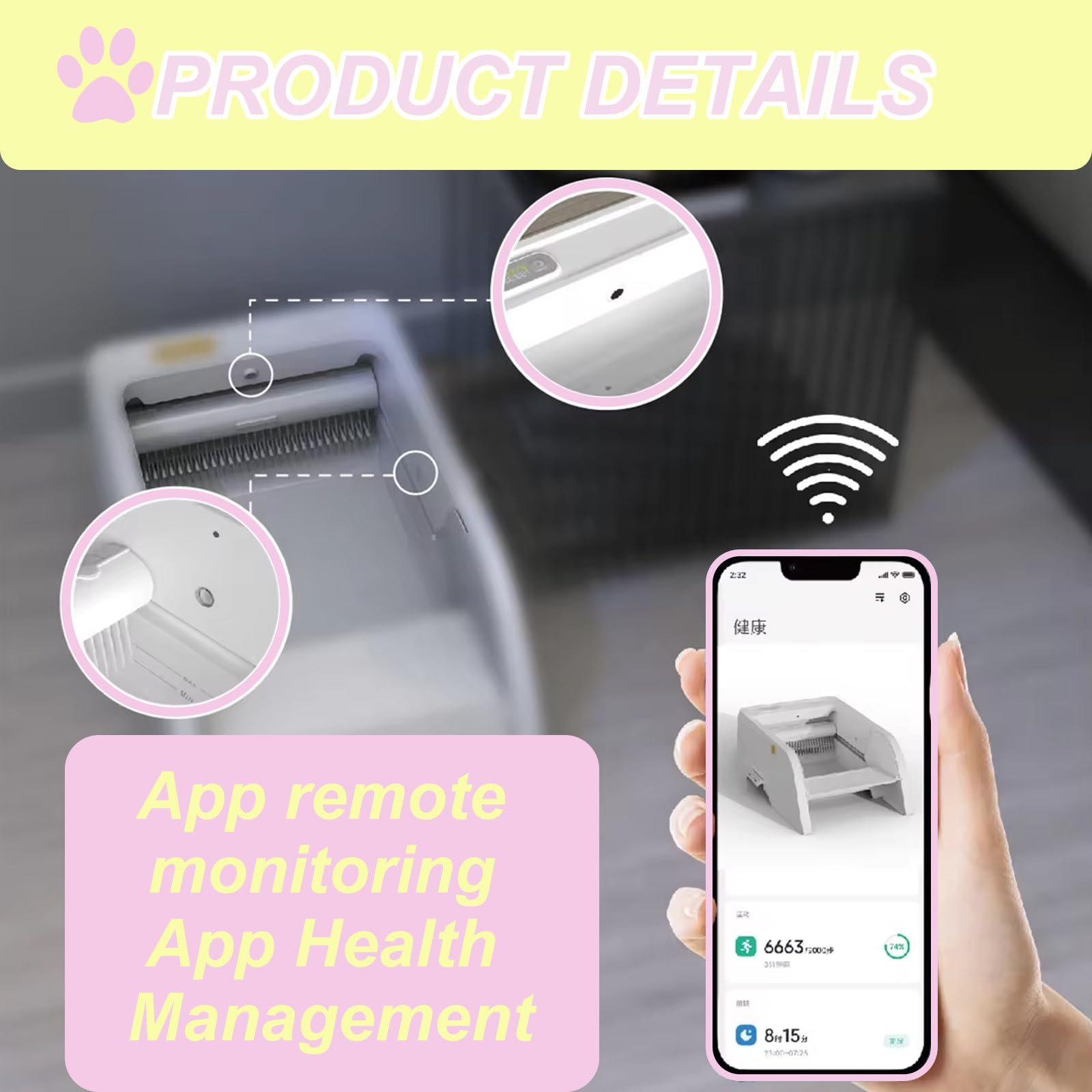 Elektrische Selbstreinigende Katzentoilette Katzentoilette, Automatische Roboter-Katzentoilette, Mit App-Steuerung/Oben Offen/LadegeräT/MüLlbeutel/Kamera/GeräUscharmer Betrieb