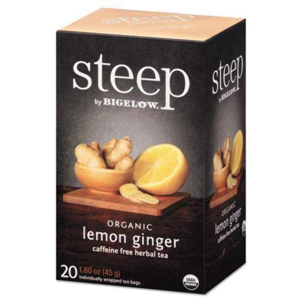 Bigelow Tea Steep Lemon Ginger Organic Herbal Tea, 20 Count, 1.55oz (43g),