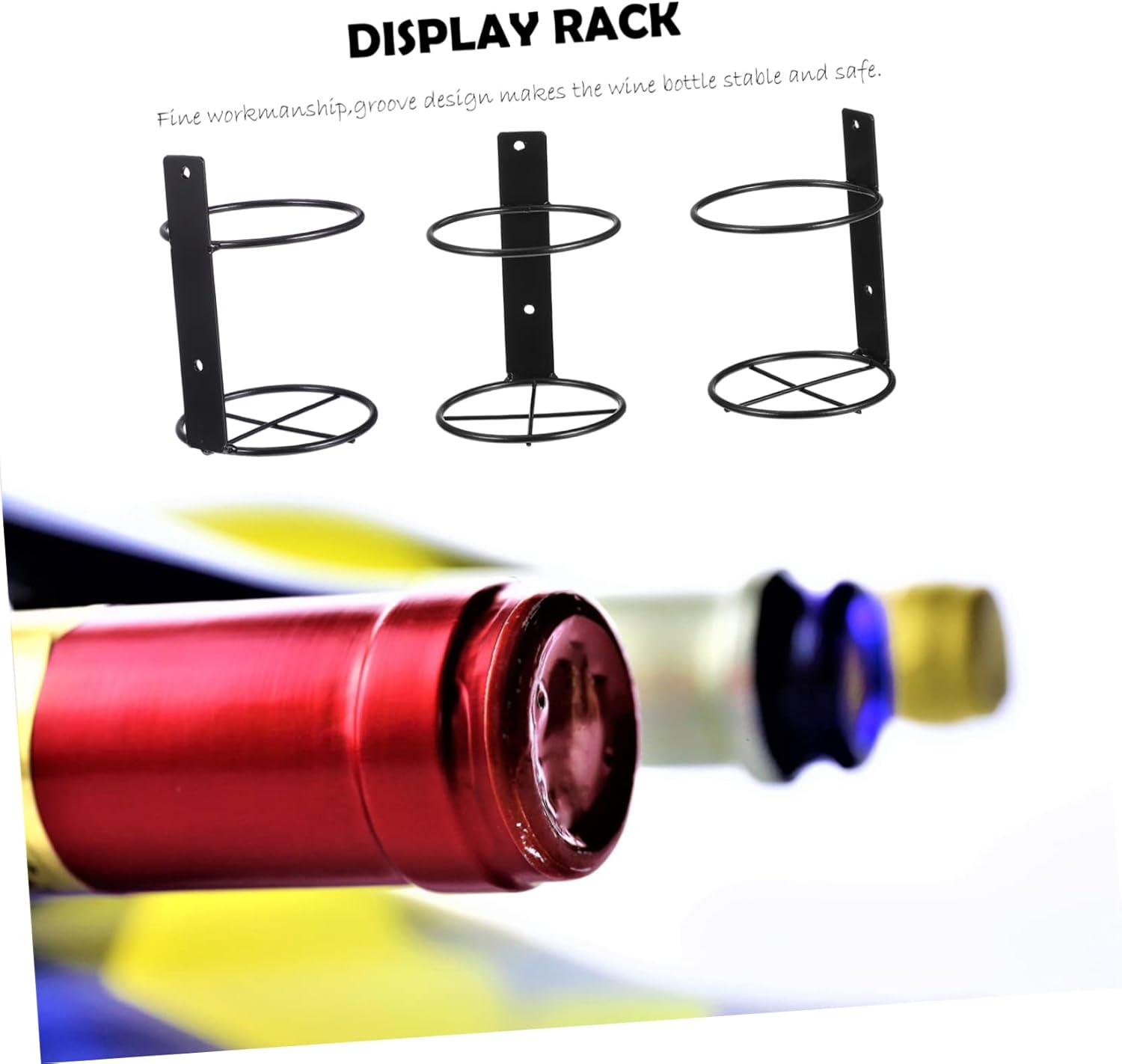 6pcs Iron Art Wall Mounted Wine Rack for Red Wine Bottle Display Space Saving Storage Holder with Resistant Finish Bar Organizer