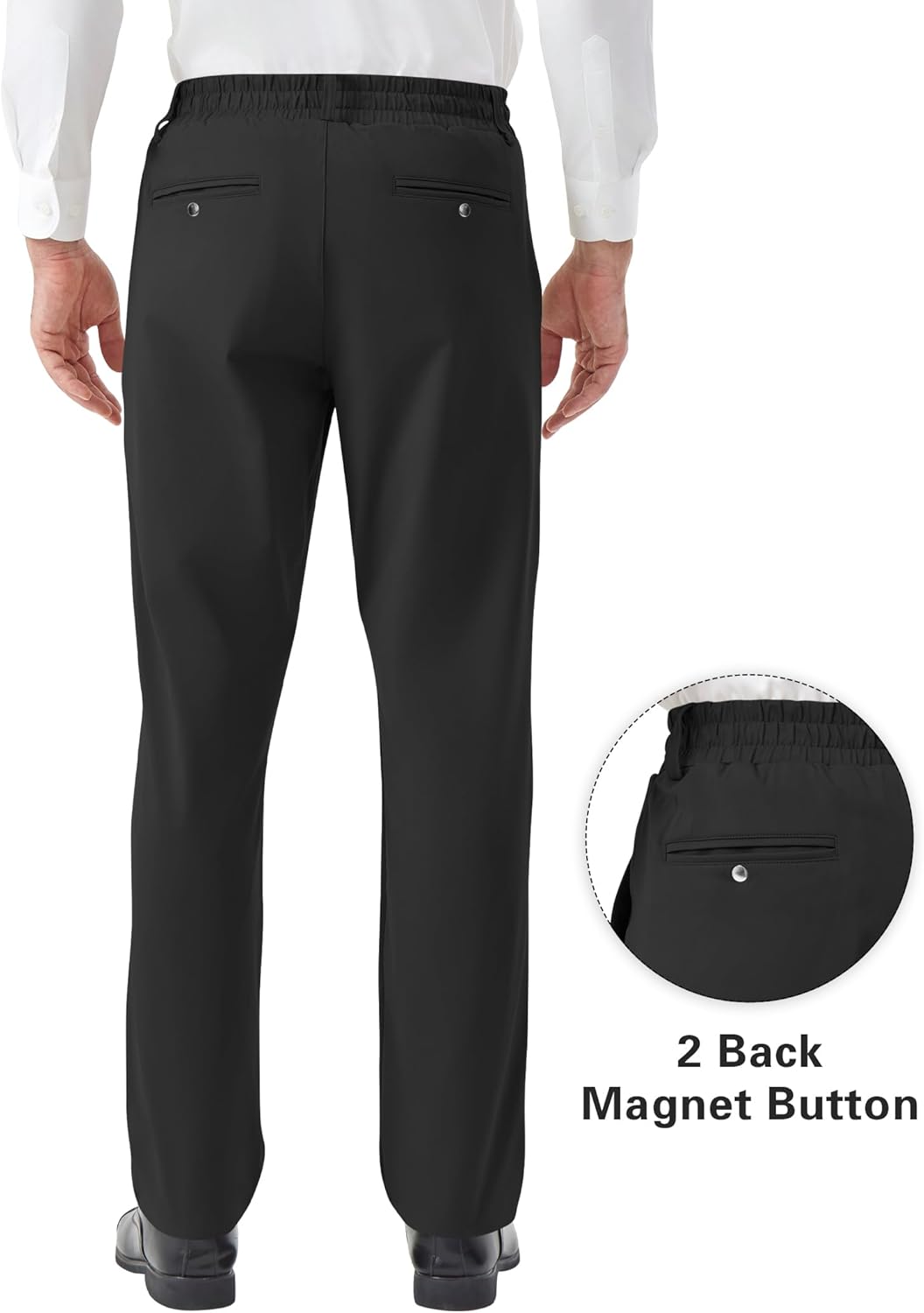 Idtswch Elastic Waist Pants for Senior Men with Magnetic Closure for Business Casual Formal Wear