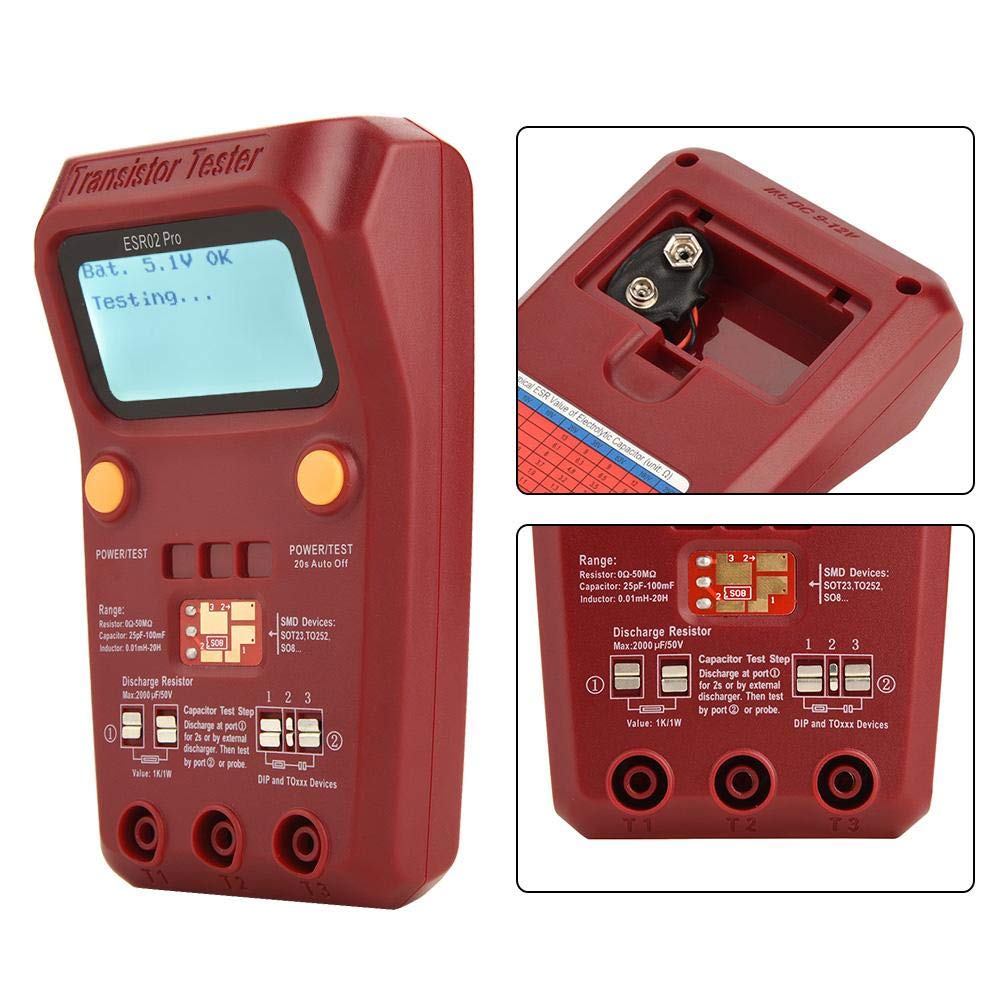 BSIDE ESR02 Pro Digital Transistor Tester,Transistor Inductor Capacitor Meter,LCD Multimeter Transistor Tester with SMD Chip for Diode Triode Resistor Transistor